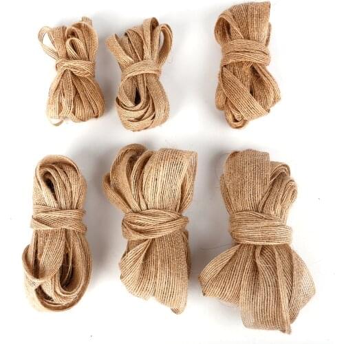 5M Natural Jute Burlap Ribbon 6 10 15 20 25mm Lace DIY Weddings Belt Strap Party Decoration Craft Supplies