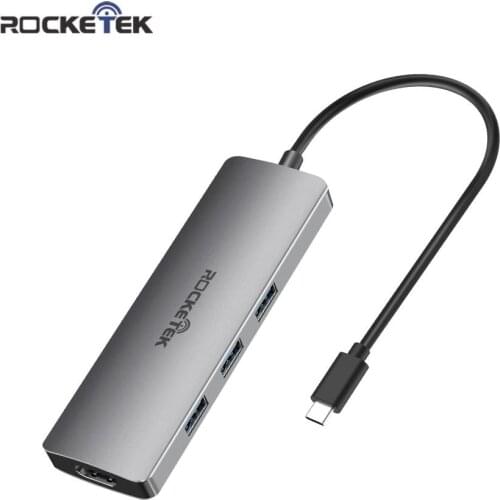 Rocketek Type C USB 3.0 HUB to Multi 4K HDMI-compatible RJ45 Adapter Dock for MacBook Pro PD 3.1 Port SD/TF Micro SD Card reader