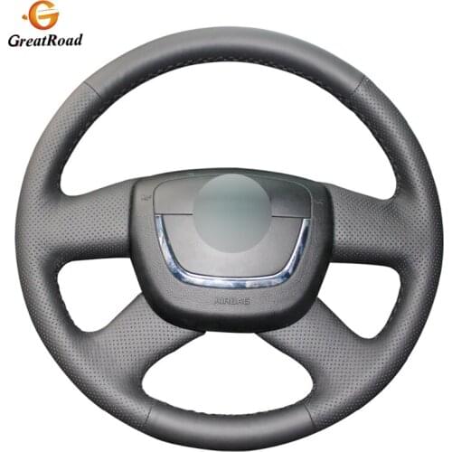 Hand-stitched Black PU Artificial Leather Car Steering Wheel Cover for Skoda Octavia 2009-2013 Citigo 2011-2012 Roomster Fabia