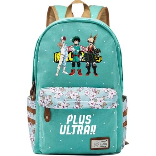 My Hero Academia Boku Anime Bag Backpack Flower Point Floral Bag School Teenagers Student Book Travel Laptop Mochila