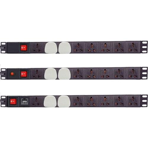 Network Cabinet PDU Power Strip Universal Socket Two BS Plug Large Spacing Overload/SPD Protection+Double Break Switch