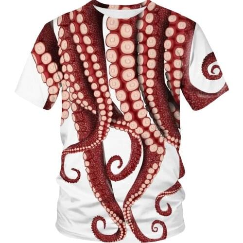 Octopus Tentacle 3D Print Tees Funny T-shirts Hip Hop Summer Short Sleeve T-shirt Trend Casual Style Men/Women tee shirt
