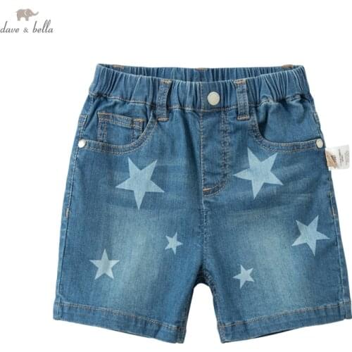 DB18088 dave bella summer baby boys fashion stars print pockets pants children kneel length kids pants infant toddler trousers