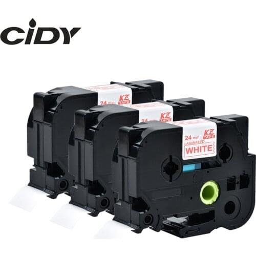 CIDY 24mm compatible laminated tape tze252 tz252 tz 252 tze 252 24mm red on white for brother p touch