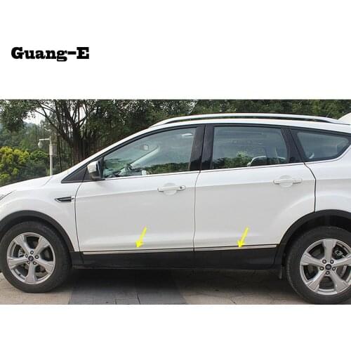 Car Styling Stainless Steel Side Door Body Trim Frame Lamp Stick Strip Molding 4pcs For Ford Kuga Escape 2013 2014 2015 2016