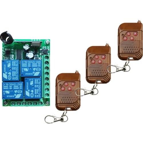 433Mhz Universal Wireless Remote Control Switch DC 12V 4 CH Relay Receiver Module + RF Transmitter 433 MHz Remote Lights