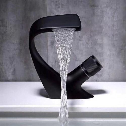 Bathroom Sink Faucets Hot Cold Water Mixer Deck Mounted Single Hole Washbasin Faucet Bath Tap