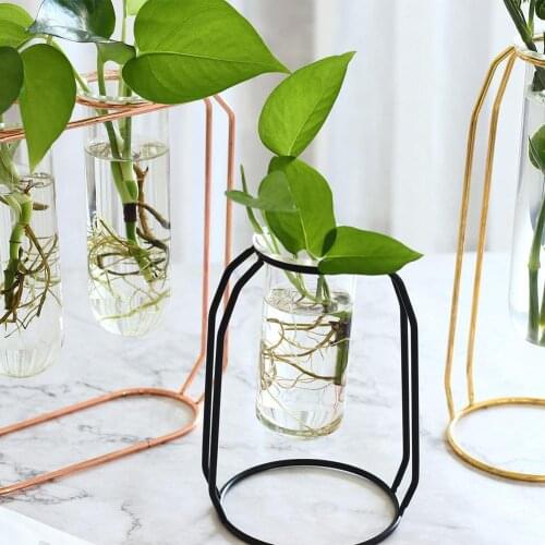 Retro Iron Line Table Flowers Vase Metal Plant Holder Modern Solid Minimalism Home Decor Nordic Styles Iron Table Flower Vase