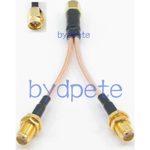 Y type 1 one SMA male plug to 2 two SMA female jack branch T RF Pigtail extension cord RG316 20cm Cable 8in 8