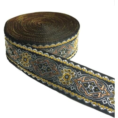 ZERZEEMOOY 30MM 1.2 INCH 10METER/LOT Polyester Geometric Totem Style Single Face Jacquard Ribbon MZZD18122606