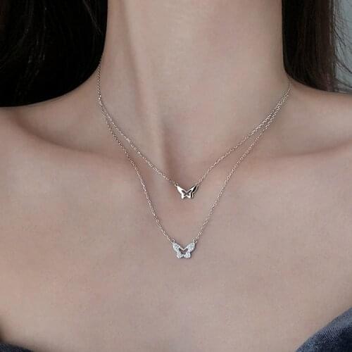 Korean Girls Silver Color Choker Necklace Women Butterfly Star Flower Pendant Thin Chain Wedding Statement Party Jewerly Gifts