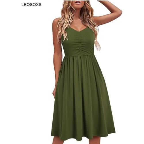 2021 Summer Fashion Sexy Solid Color Strap Open Back Dress Elegant Flower Prints Casual Sleeveless Vintage Midi Dress