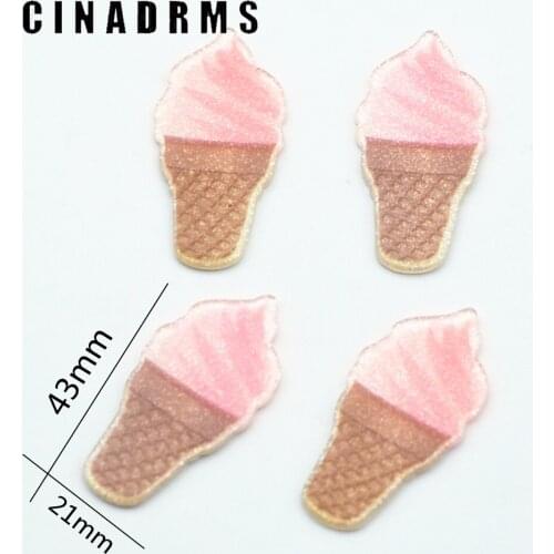 10PCS 21X 43mm Laser Cutting Glitering Iceream planar embellishement|Scrapbooking planar materials|W/O HOLE