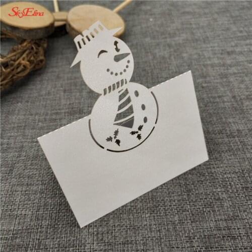 10pcs snowman Laser Cut Wedding Party Table Name Place Cards Table Decoration Wedding christmas Party decoration 9Z SH226