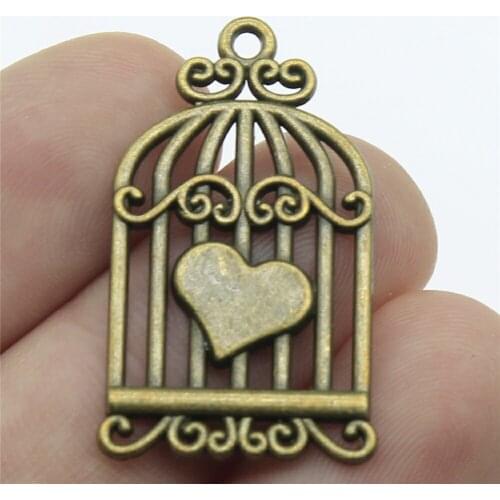 10pcs Charms Jewelry Findings DIY Accessories Birdcage Pendant Antique Bronze Plated 0.8x1.3 inch (20x33mm)