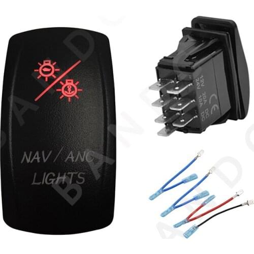 Jumper Wire Set，NAV/ANC LIGHTS 12V 24V Car Boat Caravan Rocker Switches Waterproof Car Buttons Dual Red LED Light Interior Part