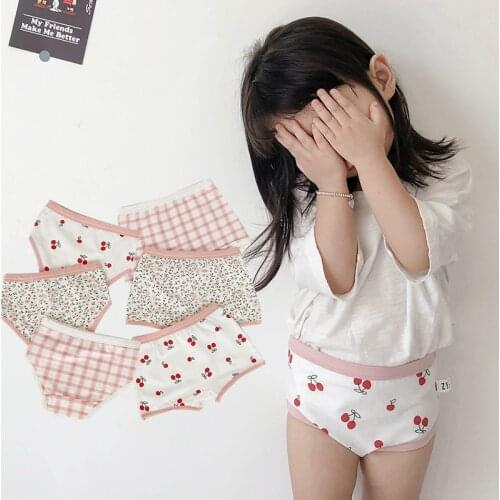 3Pcs/lot Kids Girl Underwear Cotton Panties Shorts Toddler Boxers Baby Cherry Flower Short Briefs Fashion Child Cute Underpants