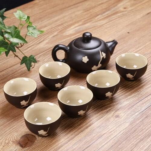 7Pcs/Set China Kung Fu Tea Set Gifts Drinkware Tea Cup Ceremony Gaiwan Tea Table Accessories Plum Blossom Teapot Coffee Cup