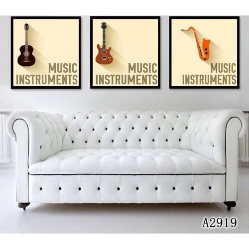 Abstract Oil Painting Print on Canvas 3pcs Modular Guitar Musical Instrument Canvas Art Printing Wall Art Picture forHome Decor