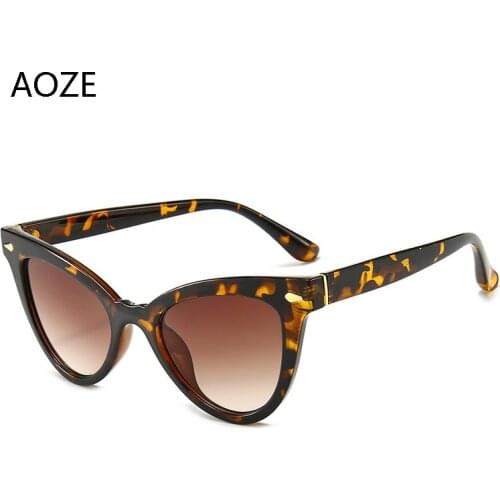 AOZE fashion Personality Gradient sunglasses woman brand designer vintage Triangle cat eye sunglasses UV400 gafas de sol mujer