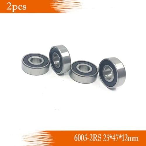 Free shipping 2Pcs 6005-2RS 25*47*12mm 6005RS 6005rs Deep Groove Ball Bearings 25 x 47 x 12mm 6005 2RS