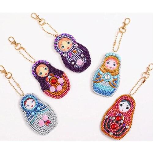 5D Diamond Keychain Special Shaped Full Diamond Painting Keyring Keychains Cross Stitch Embroidery Women Bag Key Chain