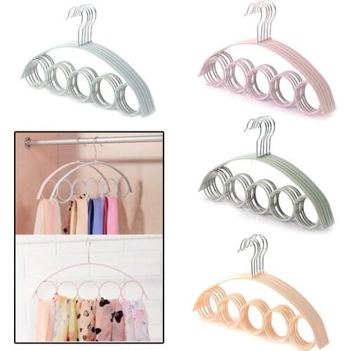 41x22.6cm 5Hole Ring Rope Slots Holder Hook Scarves Organizer Scarf Wraps Shawl Storage Hanger Ring Ties Hanger Belt Rack