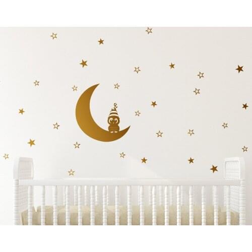 Kids Baby Bedroom Decor Wall Sticker Own on Moon with Starts Bedroom Decoration Decal DIY Dreams Wall Decor Mural WA-36