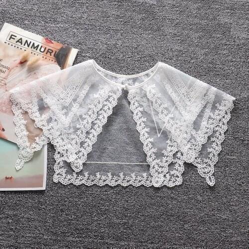 Women Mesh Lace Floral Fake Collars Girl False Collar Big Lapel Detachable Necklace Shawl Removable Nep Kraagie Faux Col
