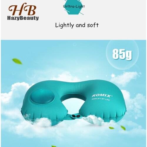 HazyBeauty Innovative U Type Hand-Press Inflatable Travel Neck Pillow Super Soft Thin Healthy Convenient Cushion