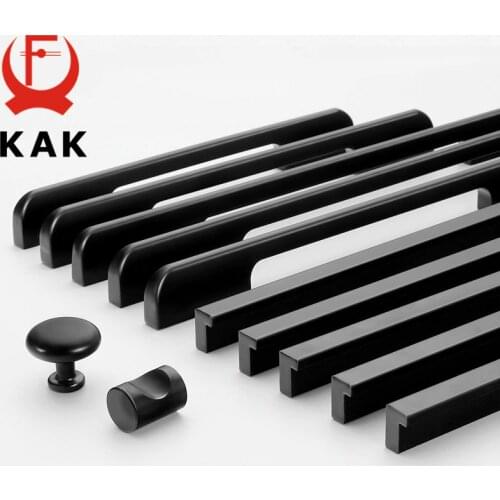 KAK Fashion Black Hidden Cabinet Handles Aluminum Alloy Kitchen Handles Cupboard Pulls Drawer Knobs Furniture Room Door Hardware