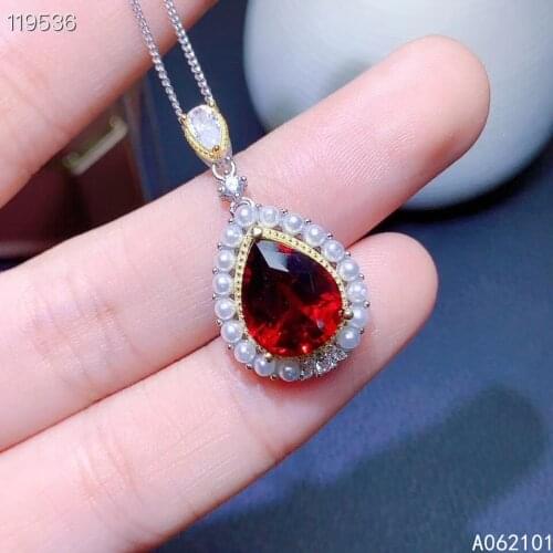 KJJEAXCMY fine Jewelry 925 Sterling Silver Natural Garnet Girl elegant Pendant Necklace Support Test Chinese style hot selling