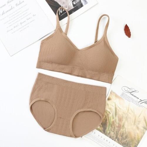 Seamless Underwear Set Women Lingerie Suits Padded Bra Bralette One-Piece Tube Top Sleeveless Suit Female Woven Solid Underwear