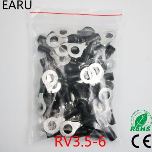 RV3.5-6 Black Ring insulated terminal suit 2.5-4mm2 cable Crimp Terminal Cable Wire Connector 100PCS/Pack RV3-6 RV