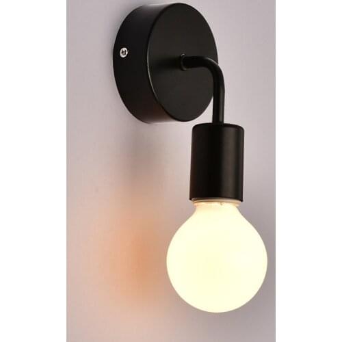 Tiooka Creative Simple Wall Lamp Holder E27 Black White for Living room Corridor Stair Bedroom Metal Wall Mounted Lighting