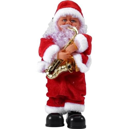 Creative Christmas Electric Santa Claus Singing Dancing Saxophone Doll Toy New Year Gift for Children Toy Navidad Xmas Decor