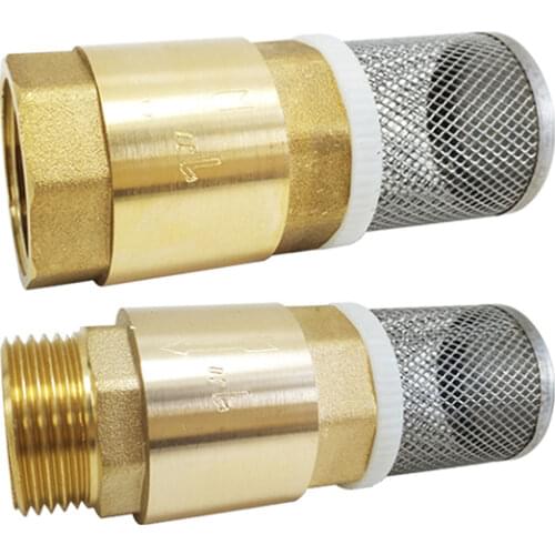 1/2" 3/4" 1" 1-1/4" 1-1/2" 2" BSP Female Thread Brass Check Valve With Mesh Strainer Filter Bottom Valve Foot Valve For Water