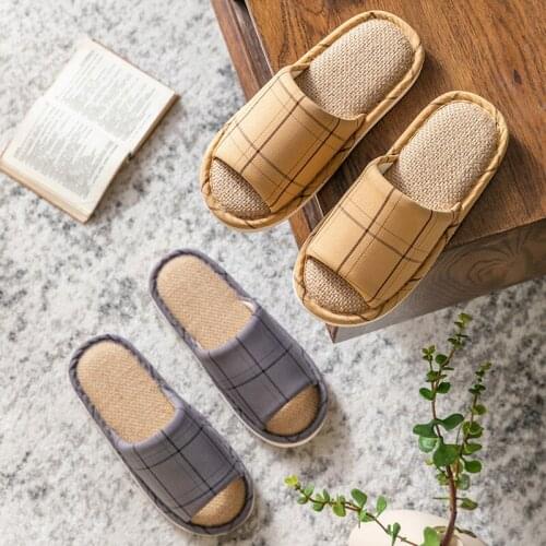 Linen Slippers Female Indoor Couples Cotton Cloth Slippers Non-Slip Soft Bottom Floor Household Cotton and Linen Slippers Men