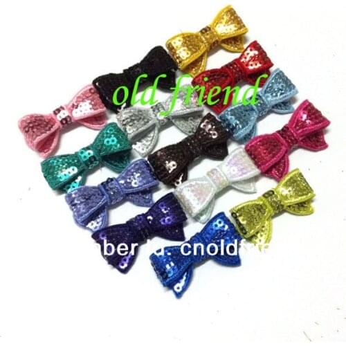 Petty 1.4'' Mini Sequin bows 15 color IN STOCK Free Shipping 45pcs/lot