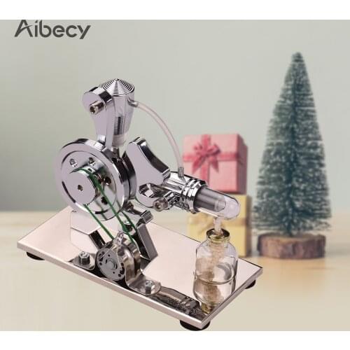 Aibecy Hot Air Stirling Engine Motor Model kit Aluminum Alloy LED Light Squirrel-shaped Electricity Generator Educational Toy