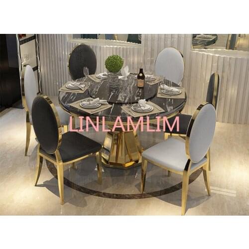 Stainless steel Dining Room Set Home Furniture minimalist modern glass dining table and 6 chairs mesa de jantar muebles comedor