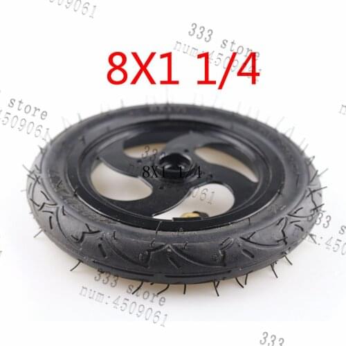 8x1 1/4 tyre Inflated Tube With Aluminium Alloy Hub fits Kickscooter Scooter Size Wheel 8" Pneumatic rim with bearing