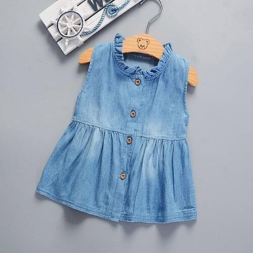 Baby Girls Dresses Summer Kids Princess Dress Denim Casual Dress Kids Clothes Cartoon Sundress Girls Children Suit Outfits
