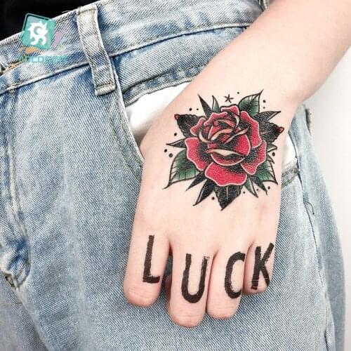 Rocooart Waterproof Temporary Tattoo Sticker Flower Rose Fake Tatto Flash Tatoo Hand Arm Foot Back body art for Girl Women Men
