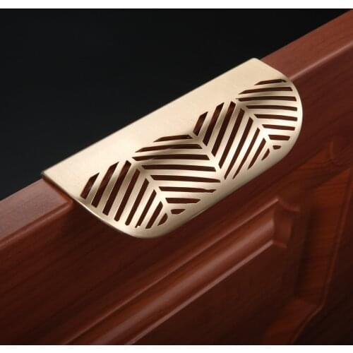 40mm/96mm Leaf shaped Handle Gold Brushed Hollow Pulls Furniture Cabinet Leaves Knob Zinc Alloy golden Cupboard drawer