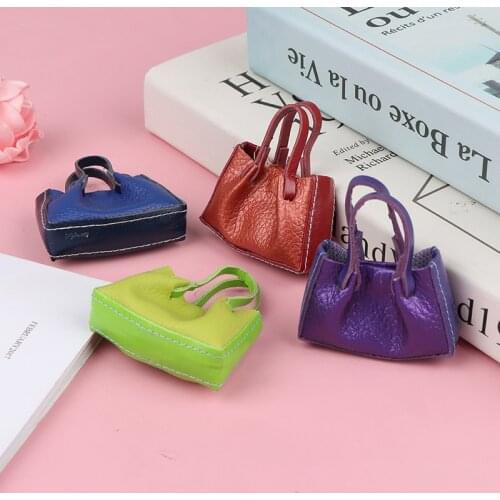 1/6 1/12 Cute Creative New Dollhouse Miniature PU Leather Bag Handbag for Dolls Decoration Accessories