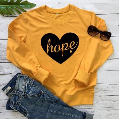Hope Heart Sweatshirt Cute Women Christian Inspirational Quote Sweatshirts Casual Long Sleeve Jumper Encouragement Pullovers