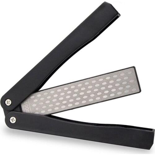 Pocket Knife Sharpener, 400/600grit Double Sided Folding Knife Sharpener Stone for Kitchen, Garden, Outdoor tools (Black)
