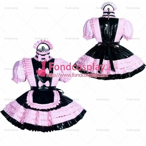 French Sissy maid PVC lockable dress Uniform cosplay costume Tailor-made[G3943]