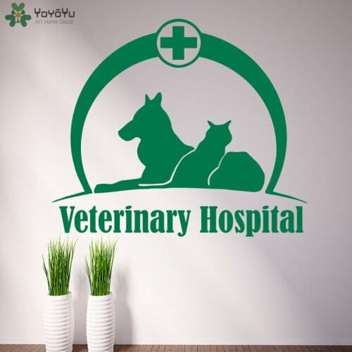 Pet Veterinary Hospital Wall Decal Grooming Salon Vinyl Wall Stickers Medicine Cat Dog Removable Sign Logo Window Decor DIYSY384